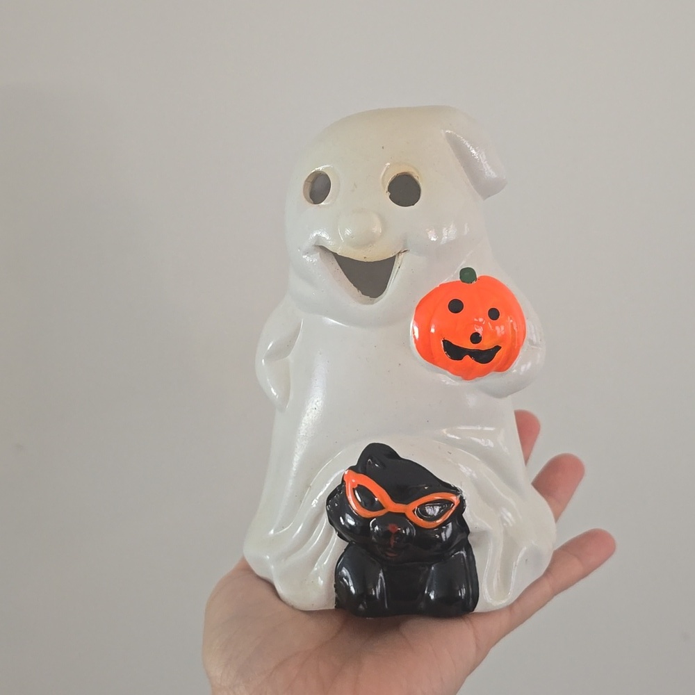 Vintage Halloween ceramic Ghost tea light holder